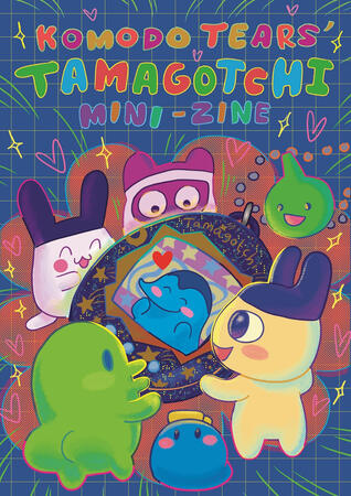Tamagotchi Minizine. A mini mixed media comic zine about traveling with tamagotchi. 2023.